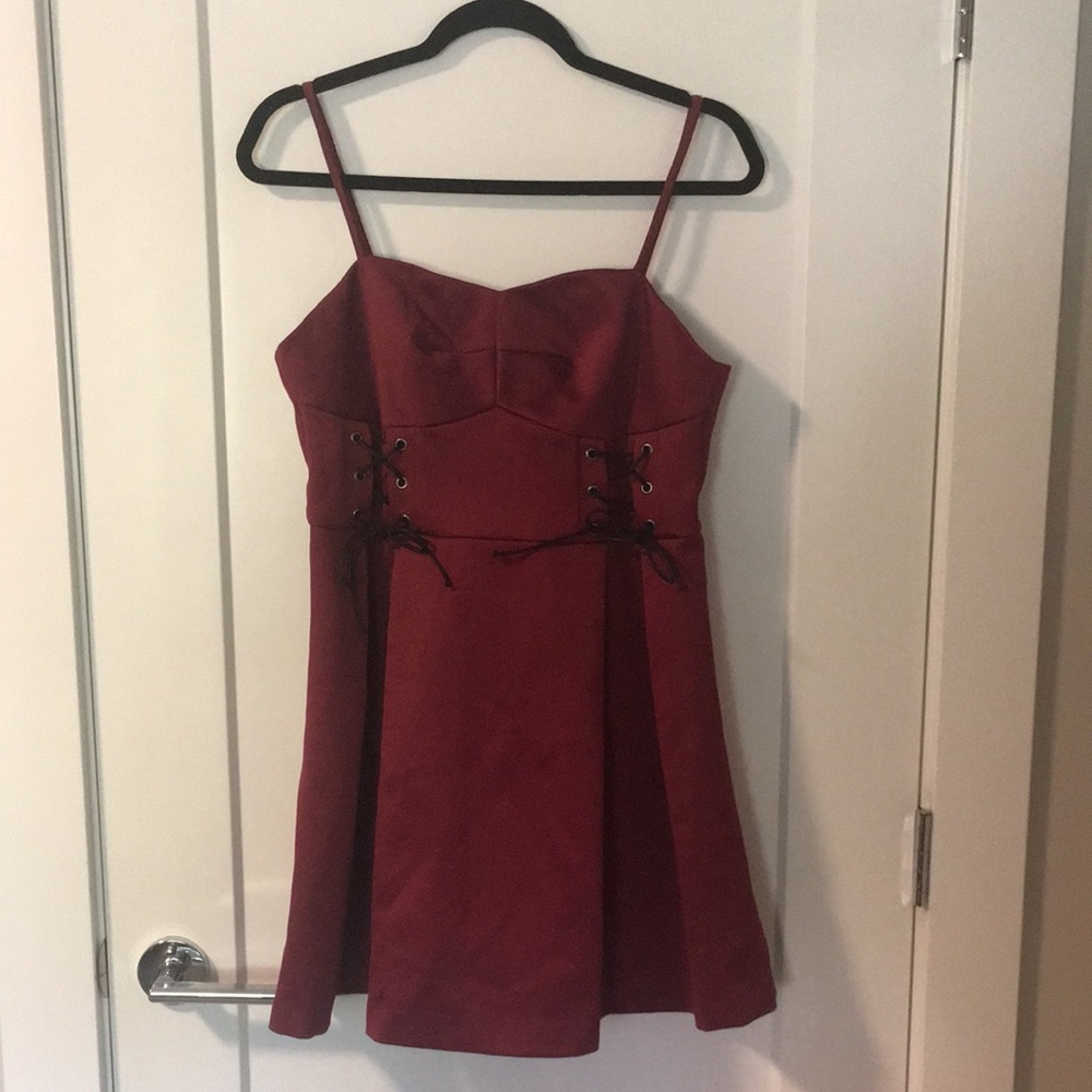NWT Topshop Red Lace-Up Mini Dress Size 8